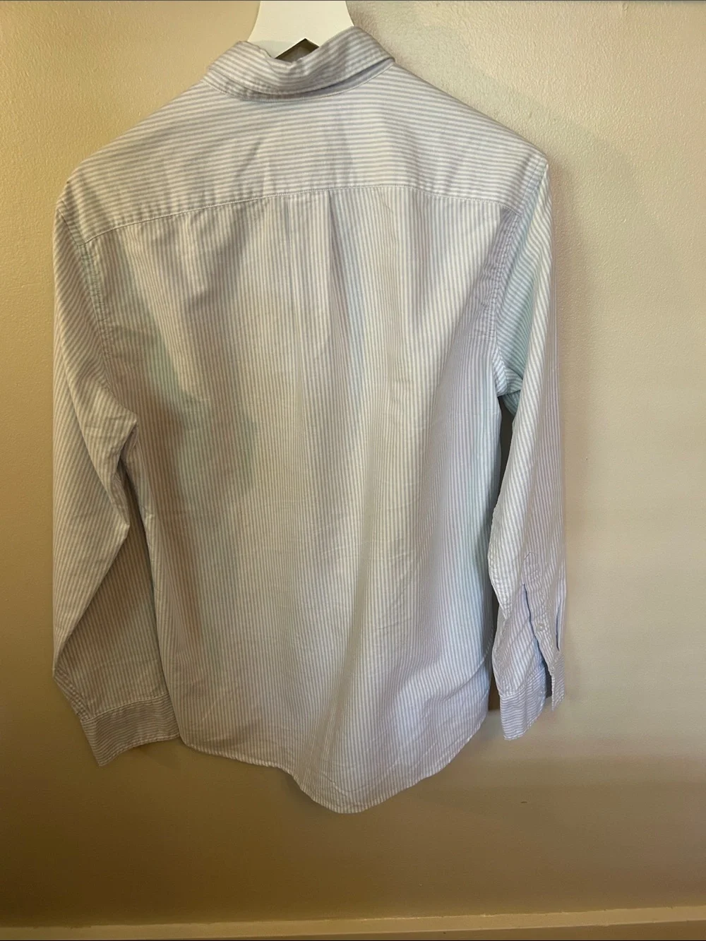 J. Crew Men's Light Blue and White Pinstripe Button-Down Shirt